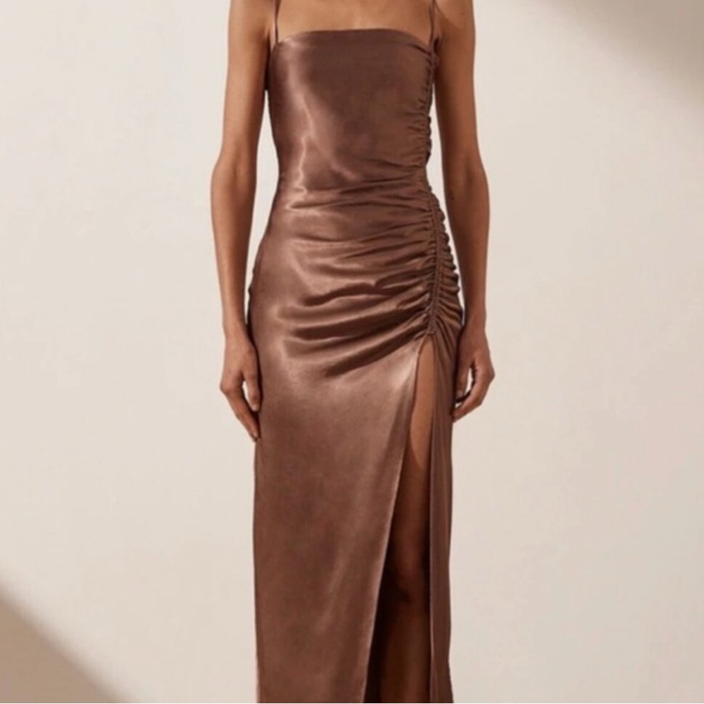 Shona Joy Ruched Dress - Bronze - Picture 12 of 12